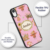 Cute Scarecrow Barn Sunflower Farm Blush Pink Custom Name Protective Phone Case Mobile Cover Durable Everyday Smartphone Shock Resistant