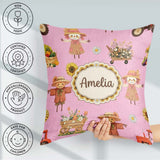 Custom Name Scarecrow Barn Sunflower Farm Blush Pink Background Square Filled Cushion Throw Pillow Sofa Bed Home Decor Zip Washable UK Made