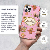Cute Scarecrow Barn Sunflower Farm Blush Pink Custom Name Protective Phone Case Mobile Cover Durable Everyday Smartphone Shock Resistant