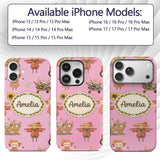 Cute Scarecrow Barn Sunflower Farm Blush Pink Custom Name Protective Phone Case Mobile Cover Durable Everyday Smartphone Shock Resistant