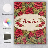 Personalised Name Tropical Red Green Foliage Botanical Seamless Custom  Statement Canvas Wall Art Print Decor Picture Ready to Hang