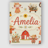 Personalised Name Cute Scarecrow Barn Custom Modern Room Accent Creative Decorator Style Canvas Wall Art Print Decor Picture Ready to Hang