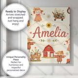 Personalised Name Cute Scarecrow Barn Custom Modern Room Accent Creative Decorator Style Canvas Wall Art Print Decor Picture Ready to Hang