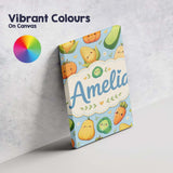 Personalised Name Cute Kawaii Vegetables Custom  Unique Gift Idea Elegant Feature Canvas Wall Art Print Decor Picture Ready to Hang
