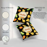 Custom Name Cute Kawaii Vegetables Corn Pumpkin Black Background Square Filled Cushion Throw Pillow Sofa Bed Home Decor Zip Washable UK Made