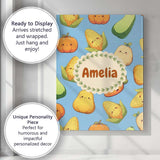 Personalised Name Cute Kawaii Vegetables Custom  Unique Gift Idea Elegant Feature Canvas Wall Art Print Decor Picture Ready to Hang