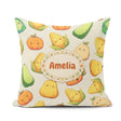 Custom Name Cute Kawaii Vegetables Corn Pumpkin Cream Background Square Filled Cushion Throw Pillow Sofa Bed Home Decor Zip Washable UK Made