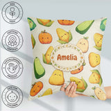 Custom Name Cute Kawaii Vegetables Corn Pumpkin Cream Background Square Filled Cushion Throw Pillow Sofa Bed Home Decor Zip Washable UK Made