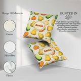 Custom Name Cute Kawaii Vegetables Corn Pumpkin Cream Background Square Filled Cushion Throw Pillow Sofa Bed Home Decor Zip Washable UK Made