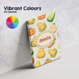 Personalised Name Cute Kawaii Vegetables Custom  Unique Gift Idea Elegant Feature Canvas Wall Art Print Decor Picture Ready to Hang