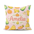 Custom Name Cute Kawaii Corn Carrot Pumpkin Light Pink Seamless Square Filled Cushion Throw Pillow Sofa Bed Home Decor Zip Washable UK Made