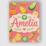 Personalised Name Cute Kawaii Vegetables Custom  Unique Gift Idea Elegant Feature Canvas Wall Art Print Decor Picture Ready to Hang