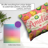 Custom Name Cute Kawaii Vegetables Corn Pumpkin Coral Background Square Filled Cushion Throw Pillow Sofa Bed Home Decor Zip Washable UK Made