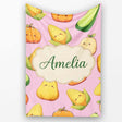 Cute Kawaii Corn Carrot Pumpkin Dusty Pink Background Seamless  Personalised Custom Name Super Soft Fleece Blanket Bed Sofa Throw