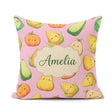 Custom Name Cute Kawaii Corn Carrot Pumpkin Dusty Pink Seamless Square Filled Cushion Throw Pillow Sofa Bed Home Decor Zip Washable UK Made