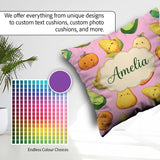 Custom Name Cute Kawaii Corn Carrot Pumpkin Dusty Pink Seamless Square Filled Cushion Throw Pillow Sofa Bed Home Decor Zip Washable UK Made