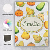 Personalised Name Cute Kawaii Vegetables Custom  Unique Gift Idea Elegant Feature Canvas Wall Art Print Decor Picture Ready to Hang