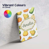 Personalised Name Cute Kawaii Vegetables Custom  Unique Gift Idea Elegant Feature Canvas Wall Art Print Decor Picture Ready to Hang