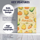 Personalised Name Cute Kawaii Vegetables Custom  Unique Gift Idea Elegant Feature Canvas Wall Art Print Decor Picture Ready to Hang