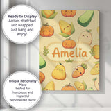 Personalised Name Cute Kawaii Vegetables Custom  Unique Gift Idea Elegant Feature Canvas Wall Art Print Decor Picture Ready to Hang