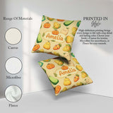 Custom Name Cute Kawaii Vegetables Corn Pumpkin Beige Background Square Filled Cushion Throw Pillow Sofa Bed Home Decor Zip Washable UK Made