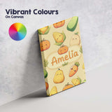 Personalised Name Cute Kawaii Vegetables Custom  Unique Gift Idea Elegant Feature Canvas Wall Art Print Decor Picture Ready to Hang