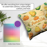 Custom Name Cute Kawaii Vegetables Corn Pumpkin Beige Background Square Filled Cushion Throw Pillow Sofa Bed Home Decor Zip Washable UK Made
