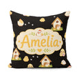 Custom Name Baby Chick Hen Coop Farm Black Seamless Pattern Name Square Filled Cushion Throw Pillow Sofa Bed Home Decor Zip Washable UK Made