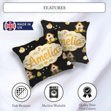 Custom Name Baby Chick Hen Coop Farm Black Seamless Pattern Name Square Filled Cushion Throw Pillow Sofa Bed Home Decor Zip Washable UK Made