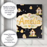 Personalised Name Cute Baby Chick Hen Coop Custom  Unique Gift Idea Elegant Feature Canvas Wall Art Print Decor Picture Ready to Hang