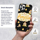 Cute Baby Chick Hen Coop Farm Black Background Custom Name Protective Phone Case Mobile Cover Durable Everyday Smartphone Shock Resistant