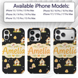 Cute Baby Chick Hen Coop Farm Black Background Custom Name Protective Phone Case Mobile Cover Durable Everyday Smartphone Shock Resistant