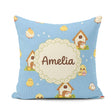 Custom Name Cute Baby Chick Hen Coop Farm Blue Seamless Pattern Square Filled Cushion Throw Pillow Sofa Bed Home Decor Zip Washable UK Made