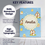 Personalised Name Cute Baby Chick Hen Coop Custom  Unique Gift Idea Elegant Feature Canvas Wall Art Print Decor Picture Ready to Hang