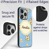 Cute Baby Chick Hen Coop Farm Blue Background Custom Name Protective Phone Case Mobile Cover Durable Everyday Smartphone Shock Resistant