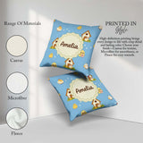Custom Name Cute Baby Chick Hen Coop Farm Blue Seamless Pattern Square Filled Cushion Throw Pillow Sofa Bed Home Decor Zip Washable UK Made