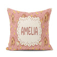 Custom Name Baby Chick Hen Coop Farm Peach Seamless Pattern Name Square Filled Cushion Throw Pillow Sofa Bed Home Decor Zip Washable UK Made