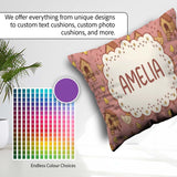 Custom Name Baby Chick Hen Coop Farm Peach Seamless Pattern Name Square Filled Cushion Throw Pillow Sofa Bed Home Decor Zip Washable UK Made