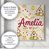 Personalised Name Cute Baby Chick Hen Coop Custom  Unique Gift Idea Elegant Feature Canvas Wall Art Print Decor Picture Ready to Hang