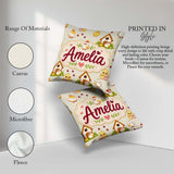 Custom Name Baby Chick Hen Coop Farm Cream Seamless Pattern Name Square Filled Cushion Throw Pillow Sofa Bed Home Decor Zip Washable UK Made