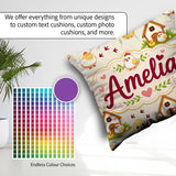 Custom Name Baby Chick Hen Coop Farm Cream Seamless Pattern Name Square Filled Cushion Throw Pillow Sofa Bed Home Decor Zip Washable UK Made