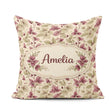 Custom Name Purple Botanical Leaves Watercolor Seamless Pattern Square Filled Cushion Throw Pillow Sofa Bed Home Decor Zip Washable UK Made