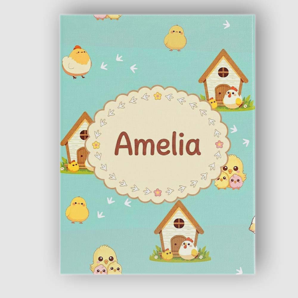 Personalised Name Cute Baby Chick Hen Coop Custom  Unique Gift Idea Elegant Feature Canvas Wall Art Print Decor Picture Ready to Hang