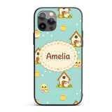 Cute Baby Chick Hen Coop Farm Teal Background Custom Name Protective Phone Case Mobile Cover Durable Everyday Smartphone Shock Resistant