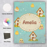 Personalised Name Cute Baby Chick Hen Coop Custom  Unique Gift Idea Elegant Feature Canvas Wall Art Print Decor Picture Ready to Hang