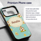 Cute Baby Chick Hen Coop Farm Teal Background Custom Name Protective Phone Case Mobile Cover Durable Everyday Smartphone Shock Resistant