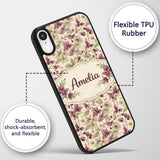 Purple Green Botanical Leaves Watercolor Seamless Custom Name Protective Phone Case Mobile Cover Durable Everyday Smartphone Shock Resistant