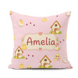 Custom Name Cute Baby Chick Hen Coop Farm Blush Pink Background Square Filled Cushion Throw Pillow Sofa Bed Home Decor Zip Washable UK Made