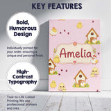 Personalised Name Cute Baby Chick Hen Coop Custom  Unique Gift Idea Elegant Feature Canvas Wall Art Print Decor Picture Ready to Hang