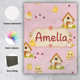 Personalised Name Cute Baby Chick Hen Coop Custom  Unique Gift Idea Elegant Feature Canvas Wall Art Print Decor Picture Ready to Hang